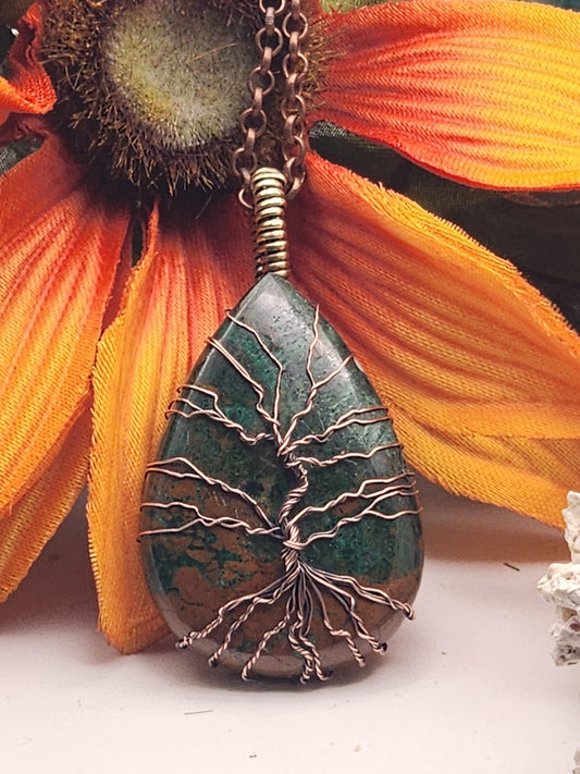 Chrysocolla, Chrysocolla Pendant, Tree of Life, Tree Of Life Pendant, Chrysocolla Jewelry