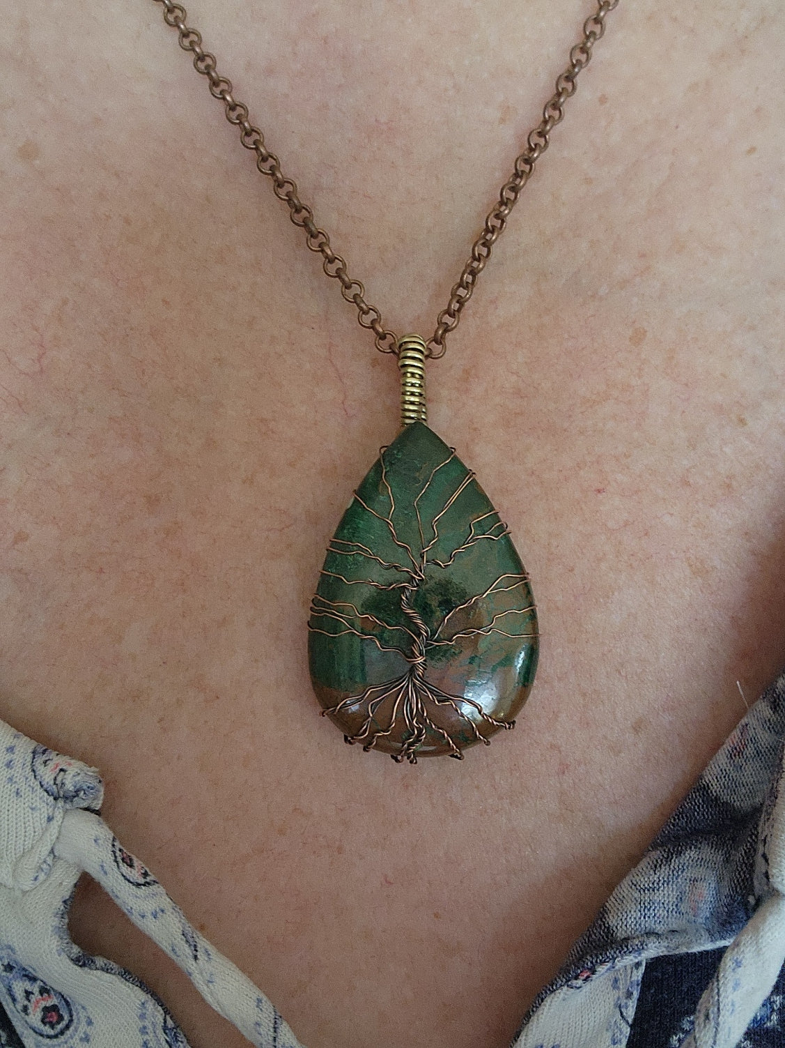 Chrysocolla, Chrysocolla Pendant, Tree of Life, Tree Of Life Pendant, Chrysocolla Jewelry