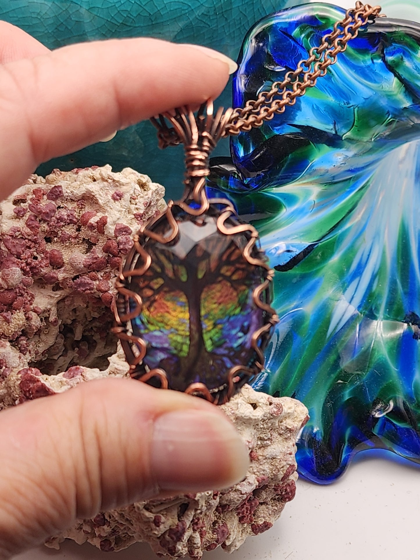 Tree Of Life, Faceted Tree of Life, Tree of Life Pendant, Crystal Jewelry, Faceted Painting