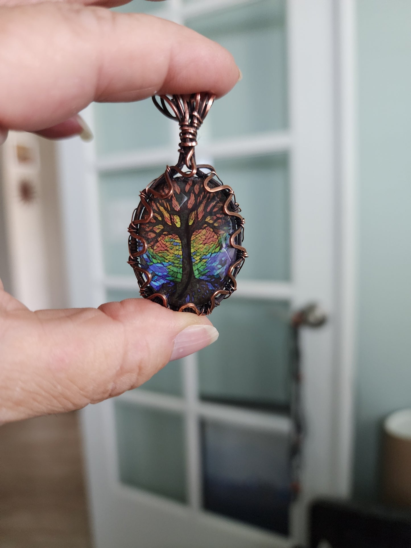 Tree Of Life, Faceted Tree of Life, Tree of Life Pendant, Crystal Jewelry, Faceted Painting