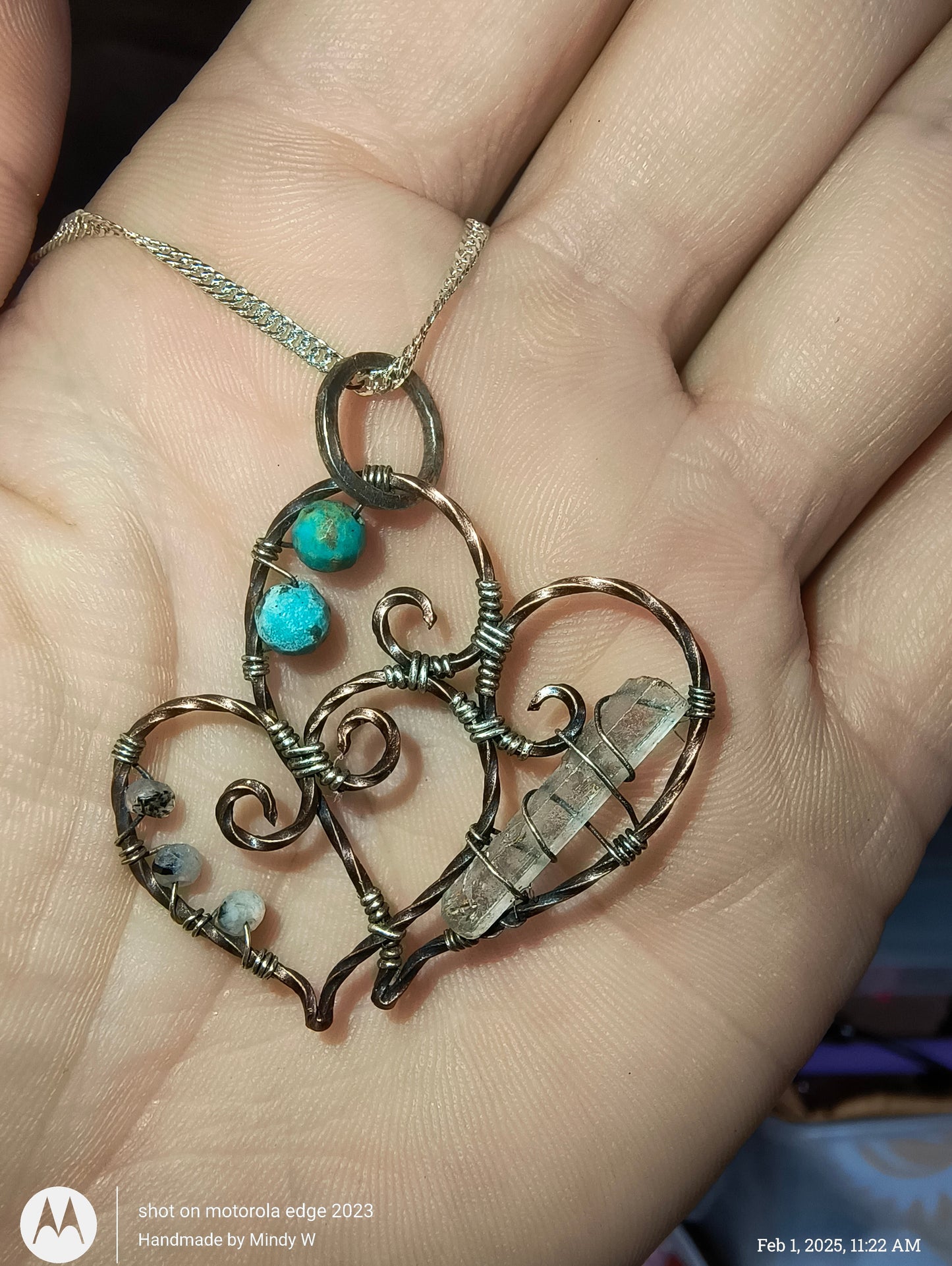 Heart Pendant, Aquamarine &