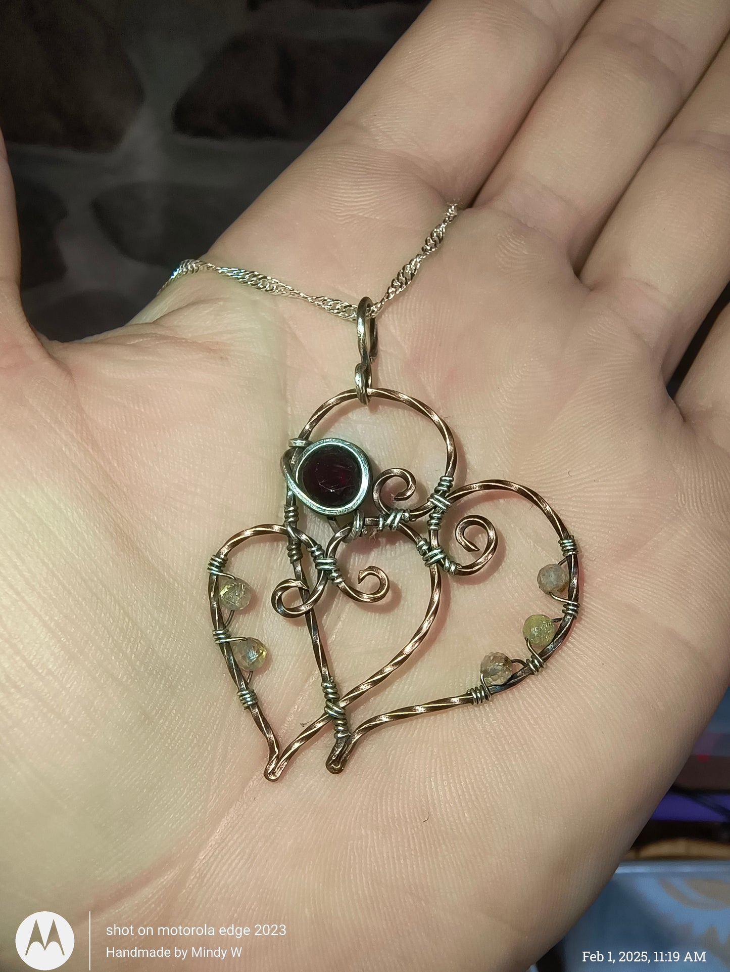 Heart Pendant, January Birthstone Garnet