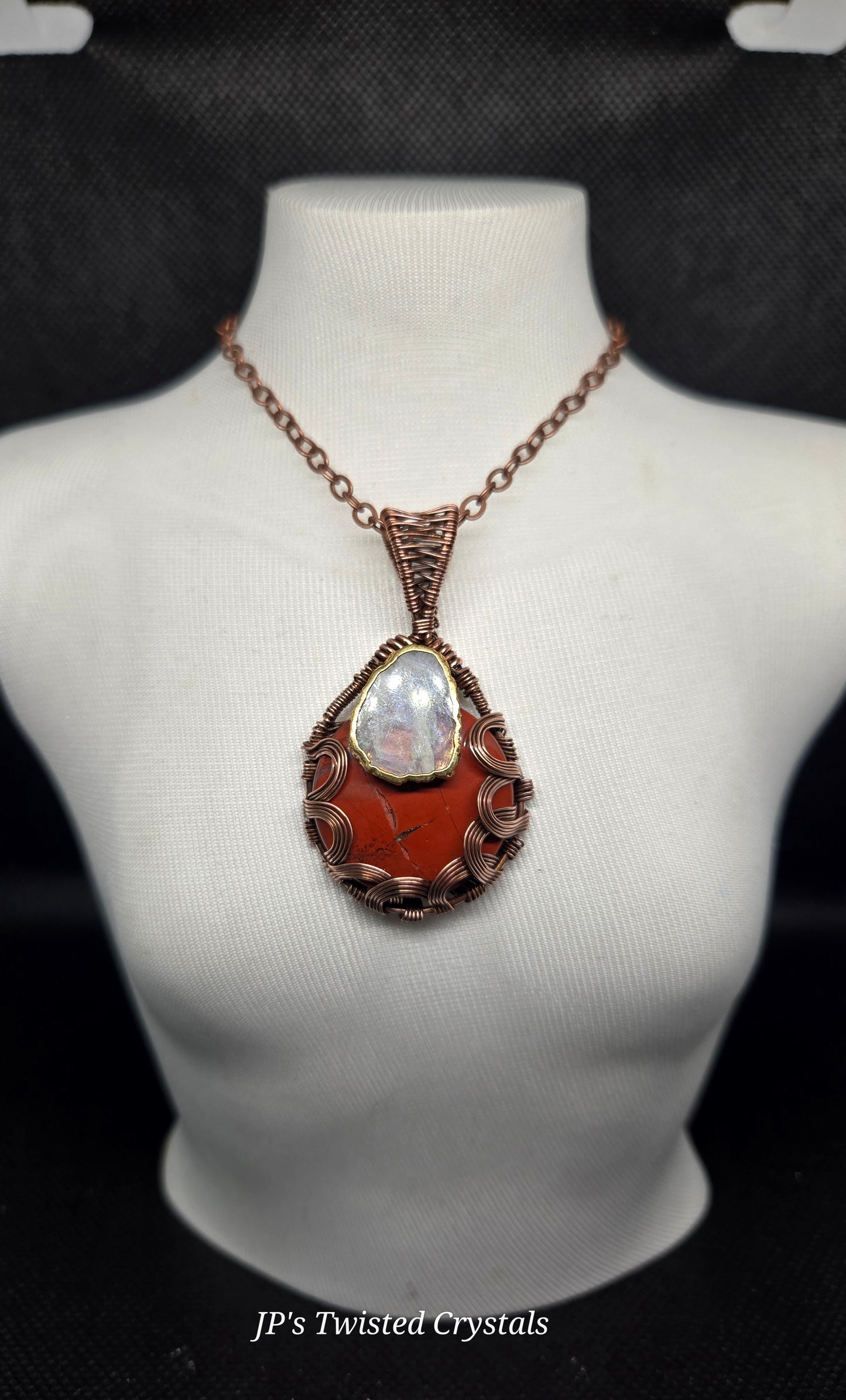 Red jasper with moonstone accent