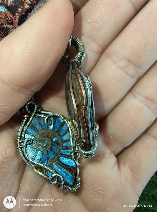 Inlaid Ammonite Earrings