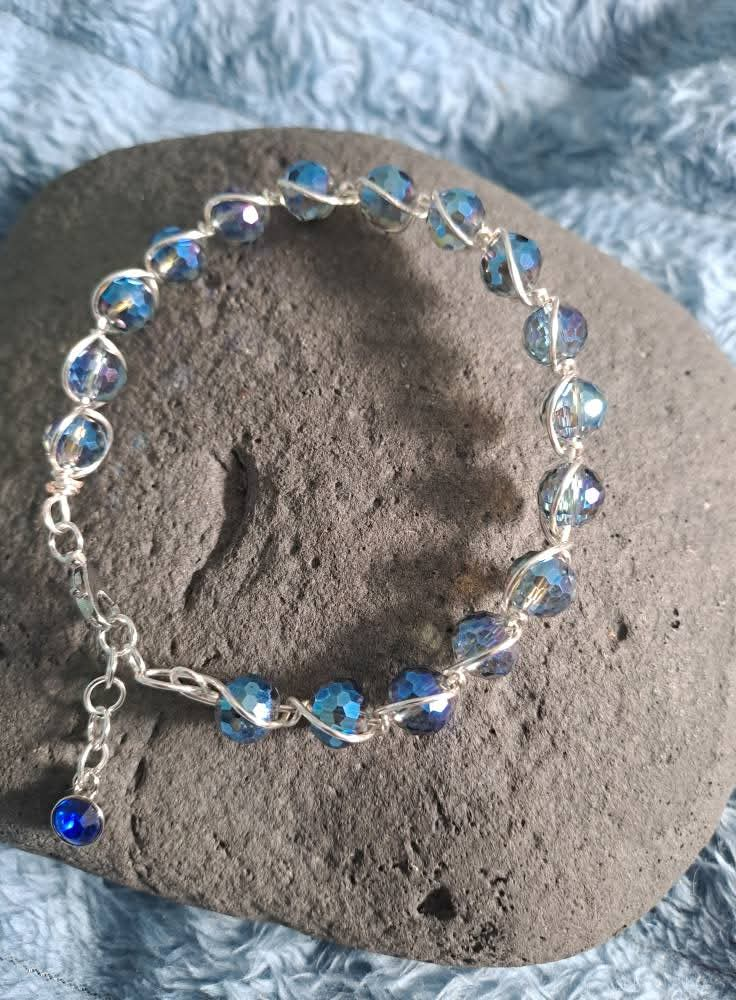 Blue Glass Bangle Bracelet