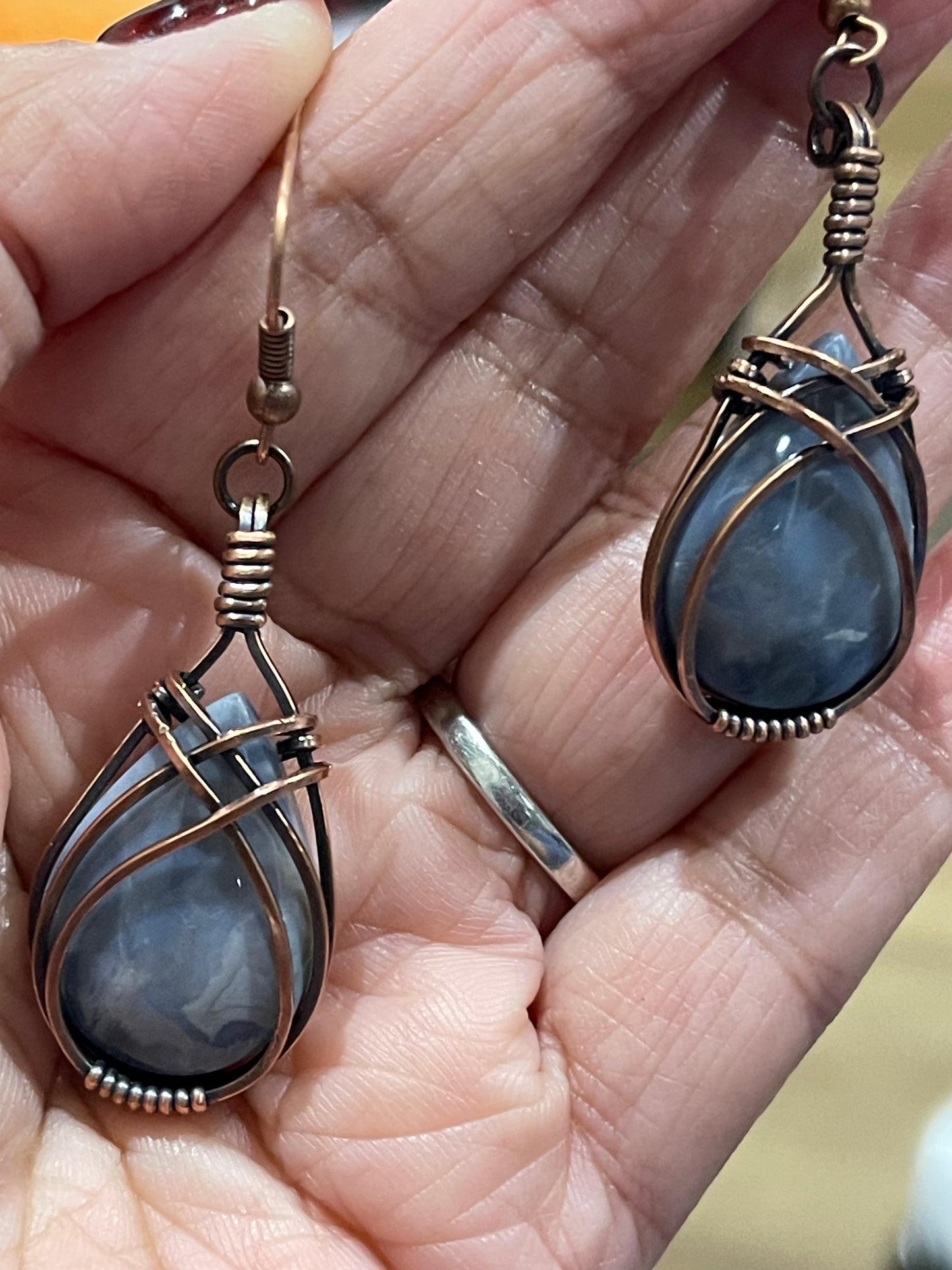 Stormy Plume Agate Earrings