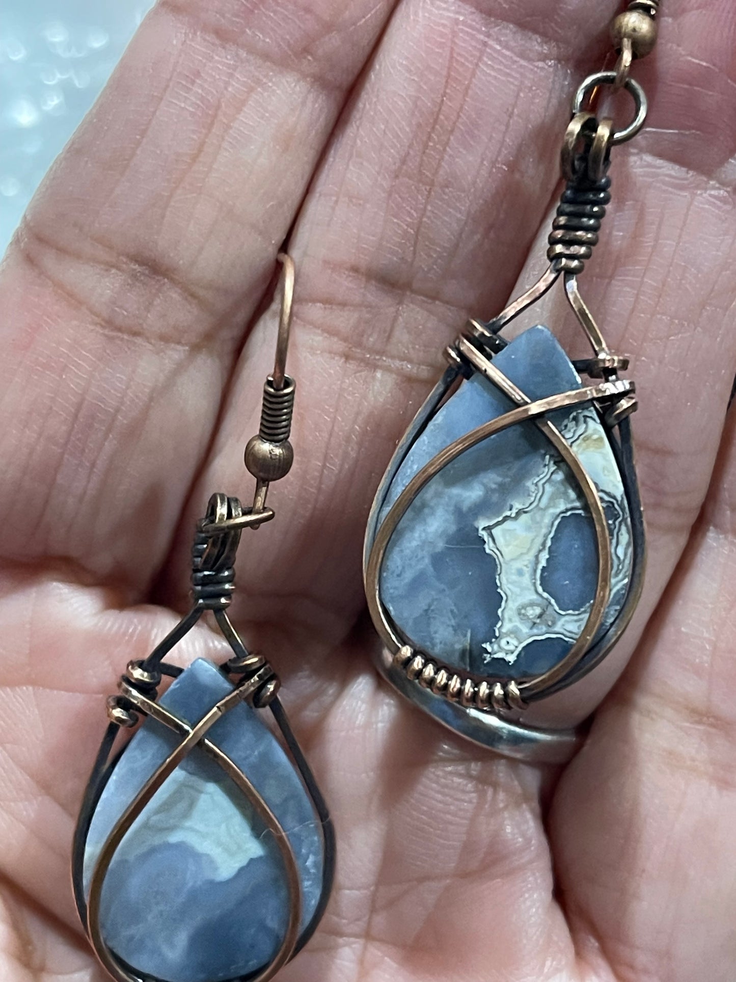 Stormy Plume Agate Earrings