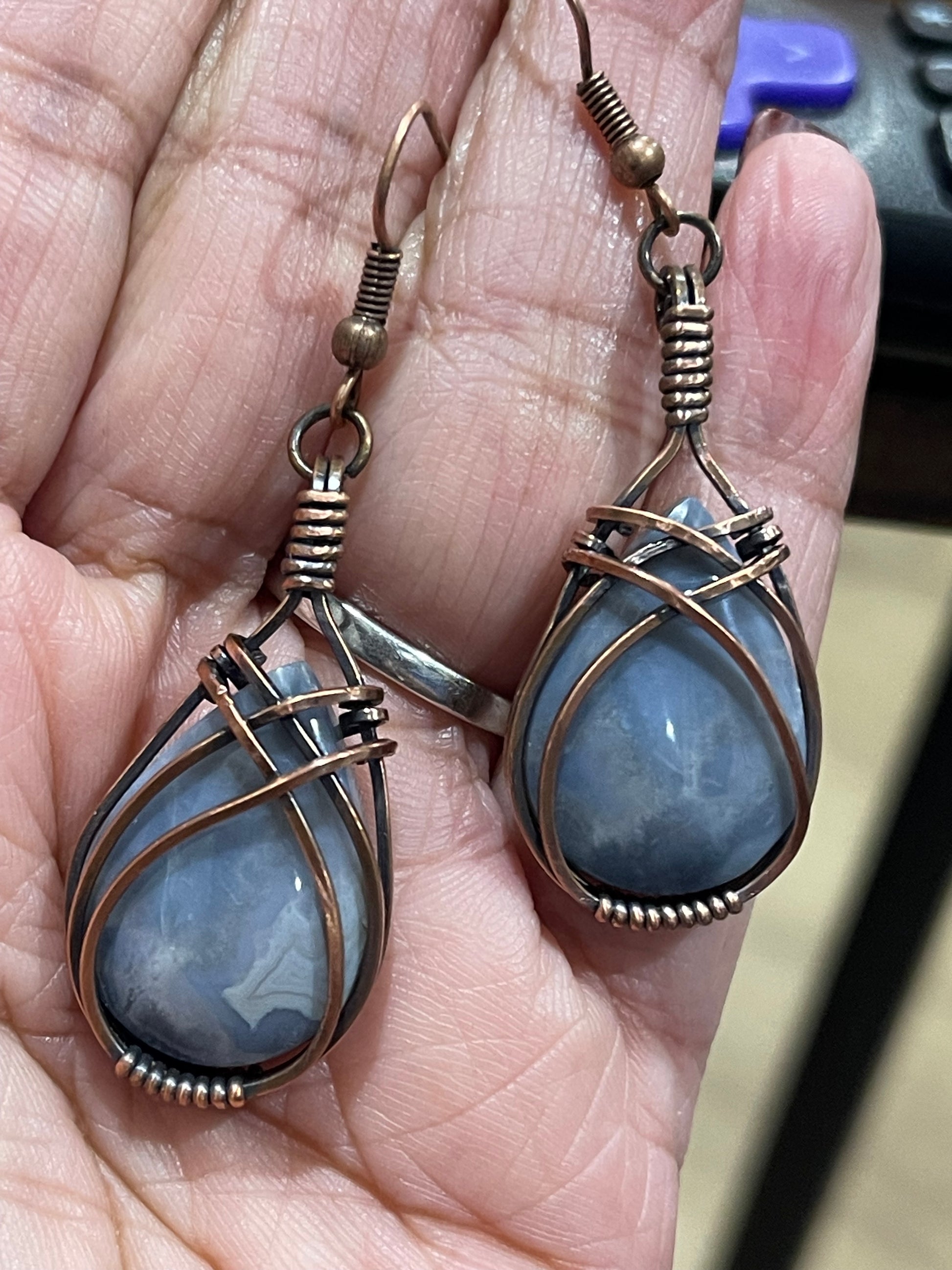 Stormy Plume Agate Earrings