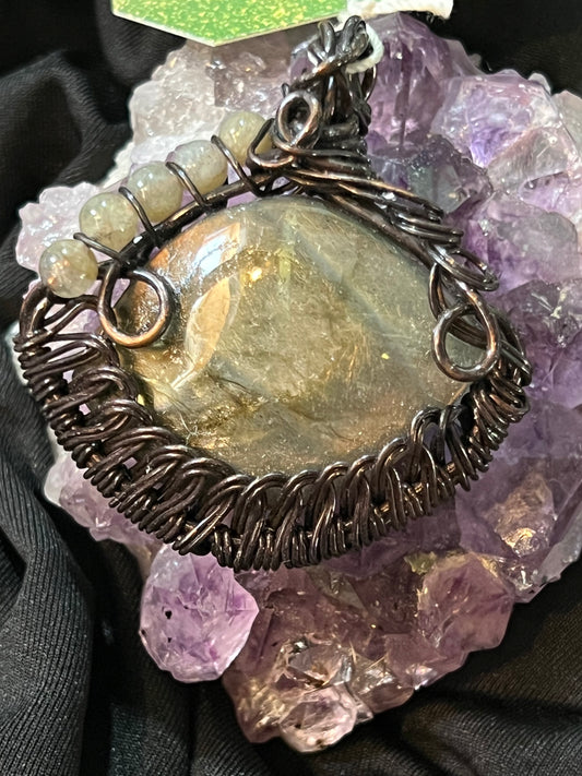 Labradorite Wire Wrapped Loop Pendant