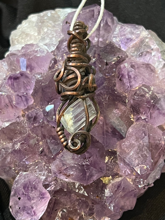 Rough Aquamarine Gemstone Wire Wrapped Pendant