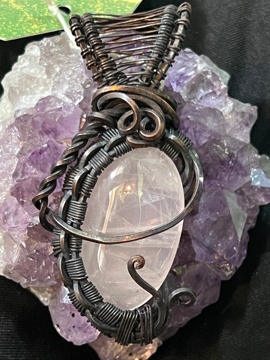 Rose Quartz Wire Wrapped Pendant