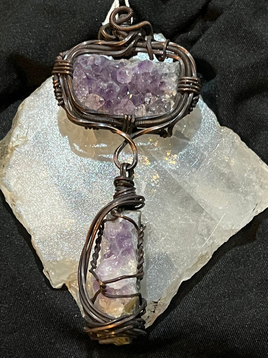 Amethyst Cluster Drop Pendant