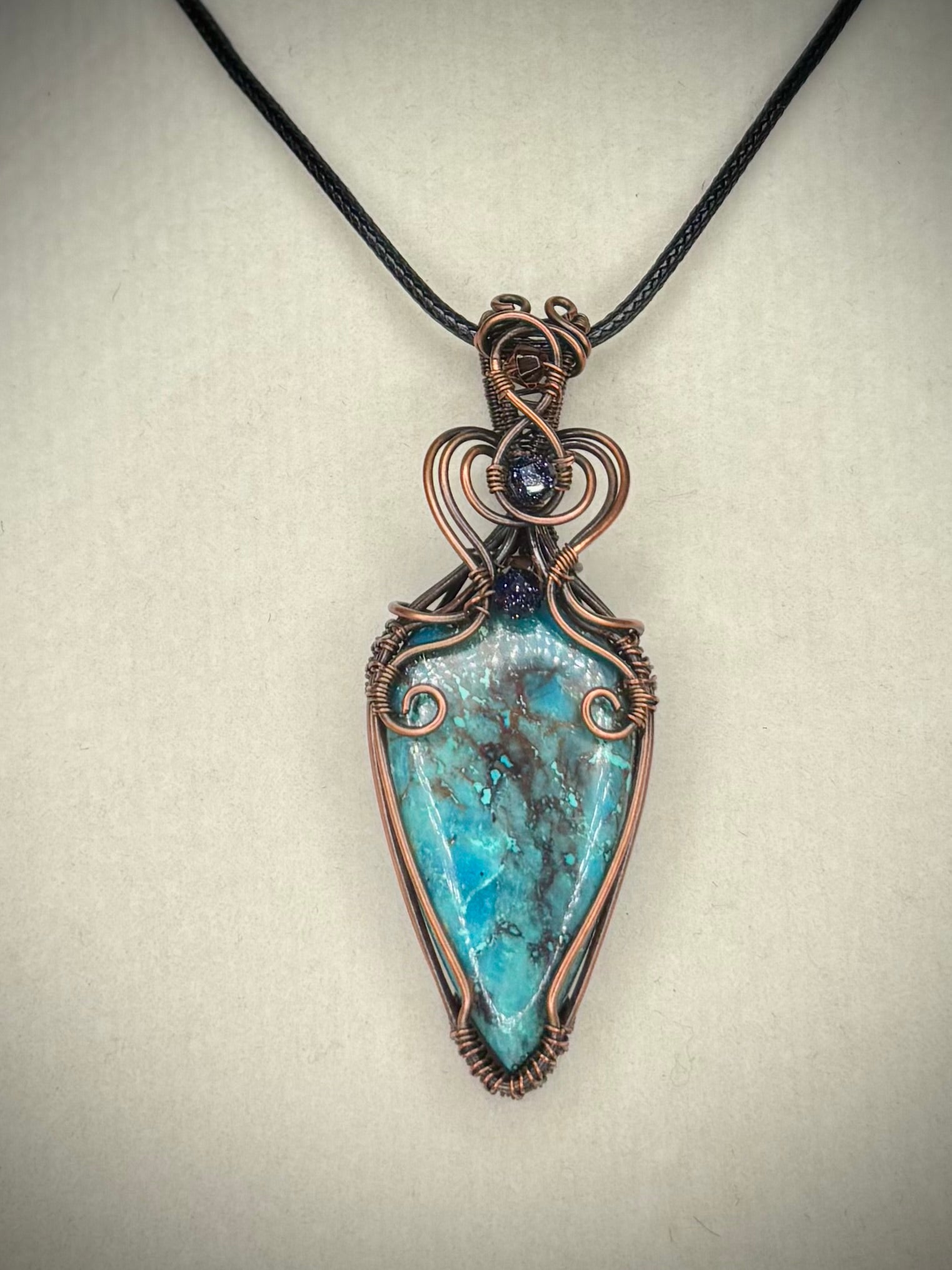 Azurite and Copper Pendant