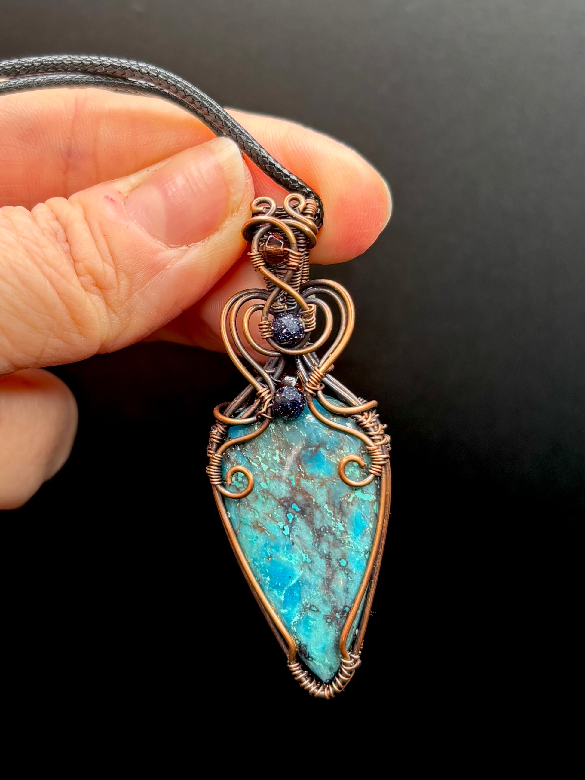 Azurite and Copper Pendant