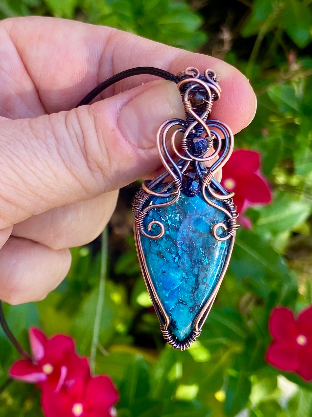 Azurite and Copper Pendant