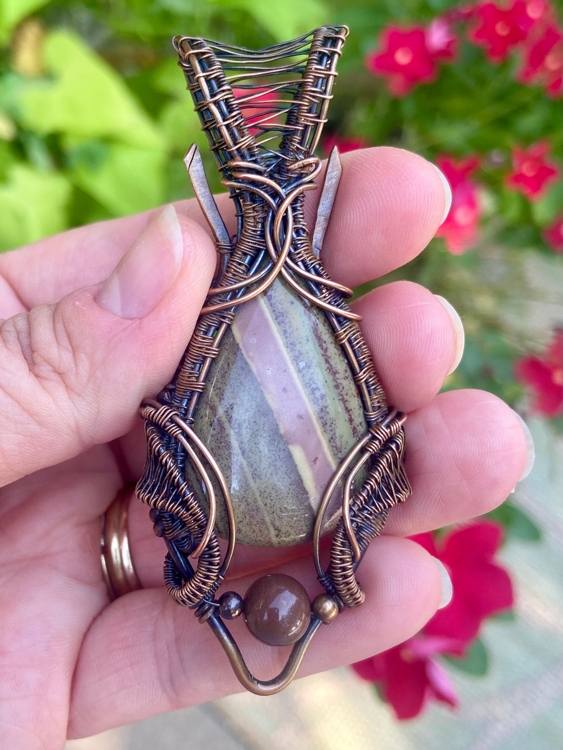 Imperial Jasper and Copper Pendant