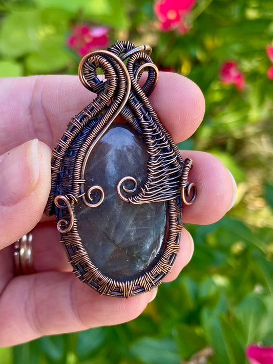 Golden Labradorite and Copper Pendant