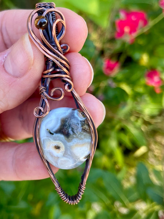 Ocean Jasper and Copper Pendant