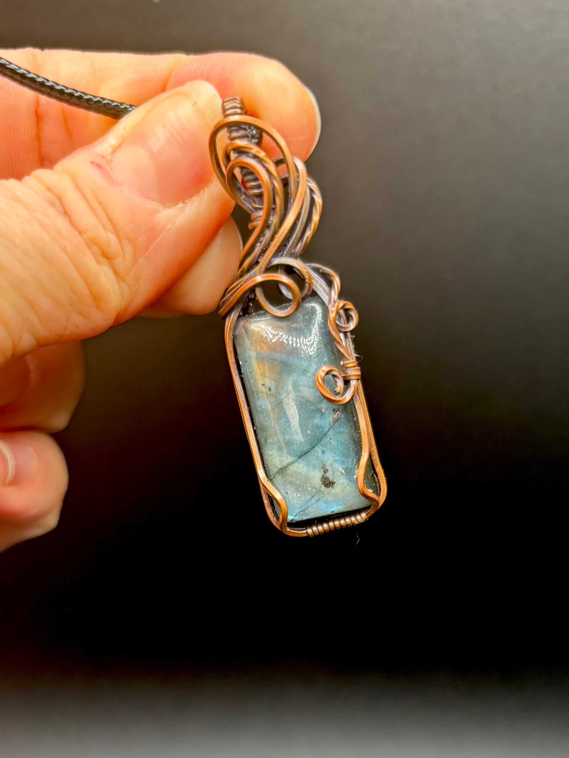 Blue Labradorite and Copper Pendant