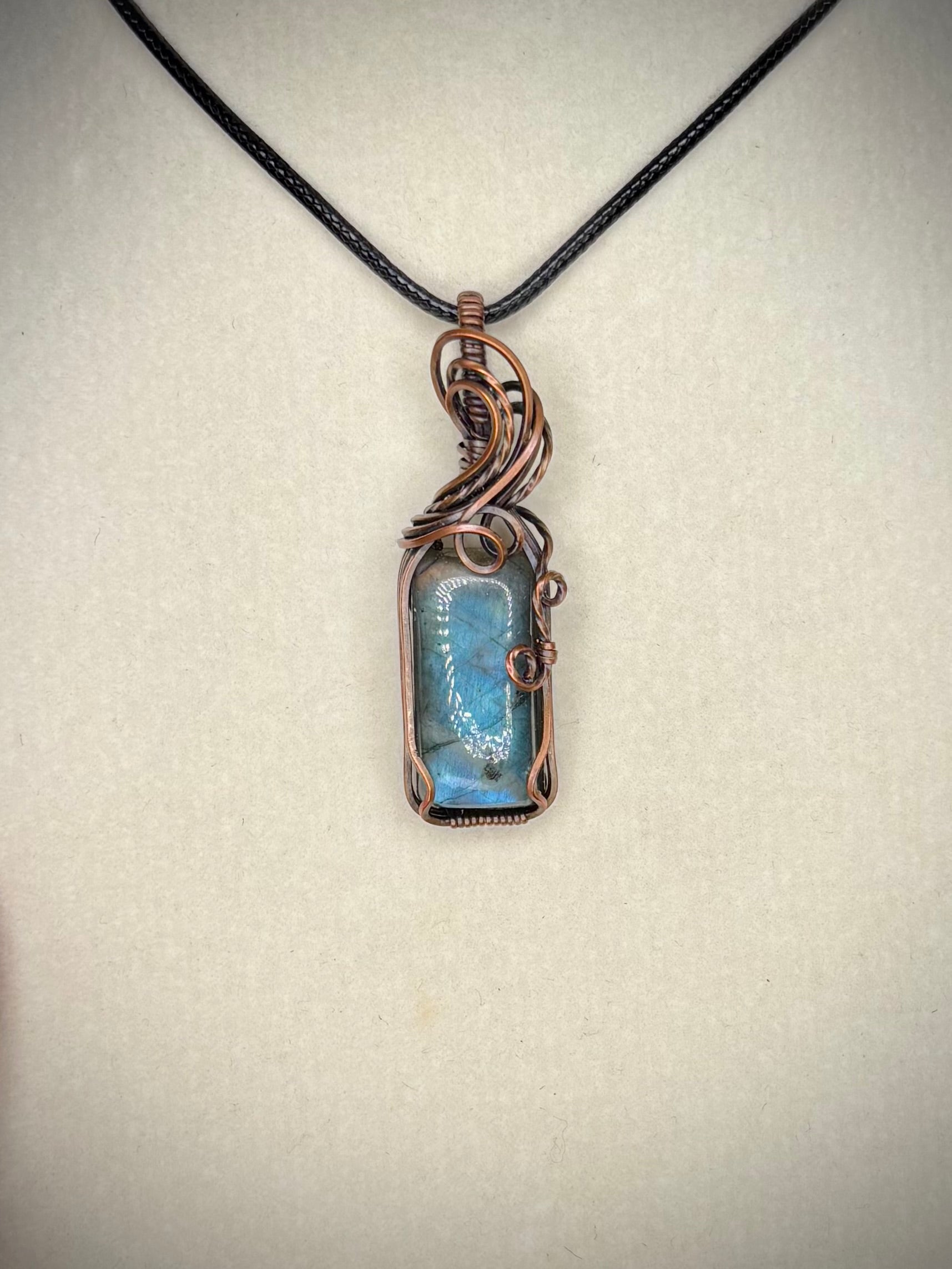 Blue Labradorite and Copper Pendant