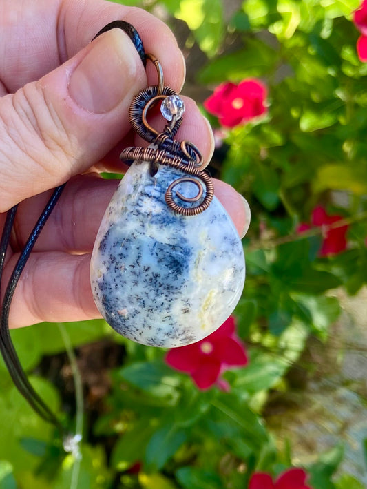 Dendritic Agate and Copper Pendant