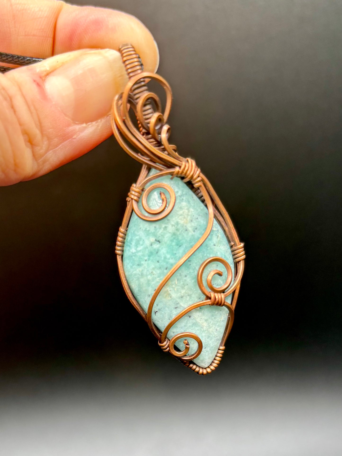 Amazonite and Copper Pendant