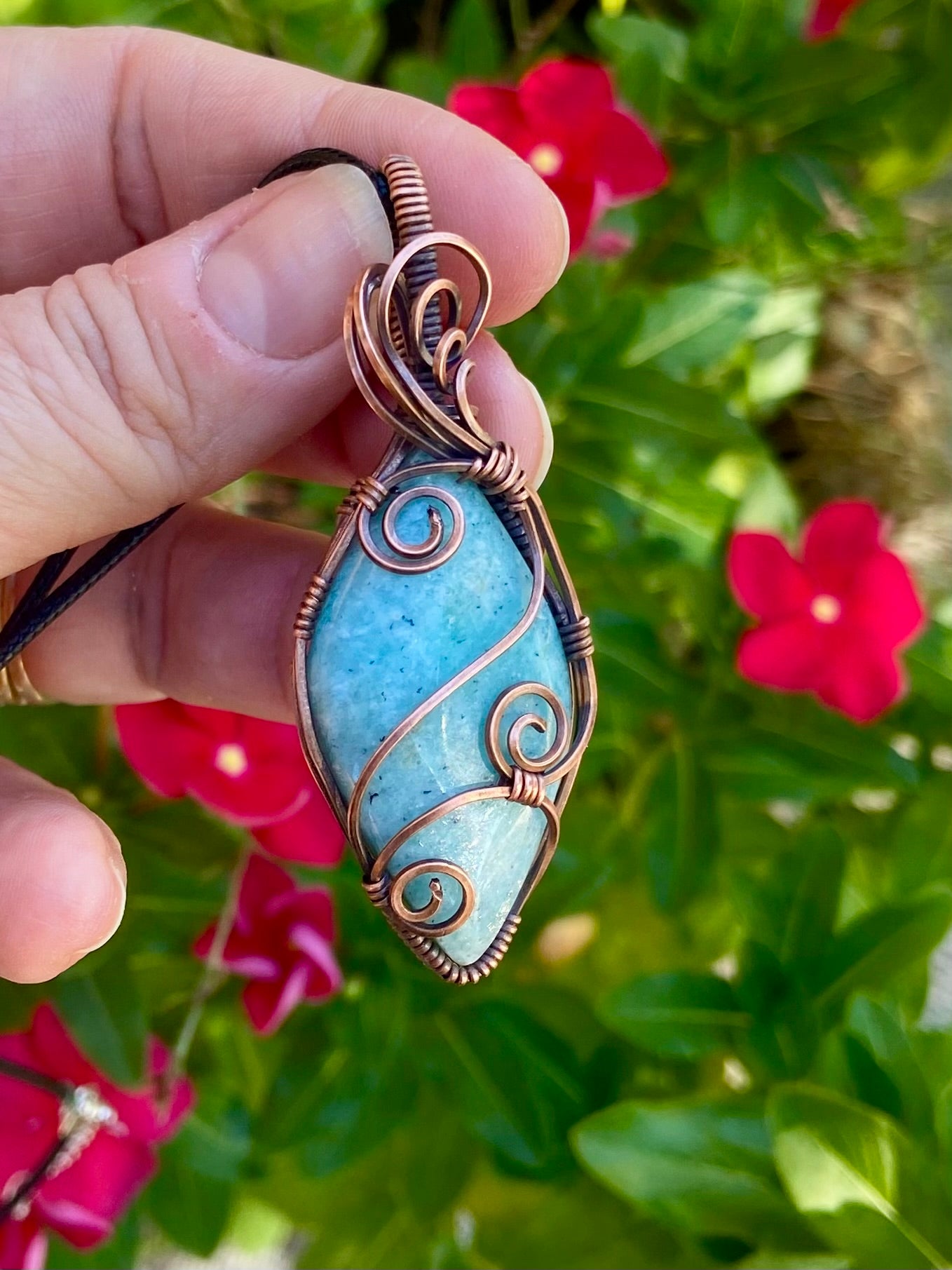 Amazonite and Copper Pendant