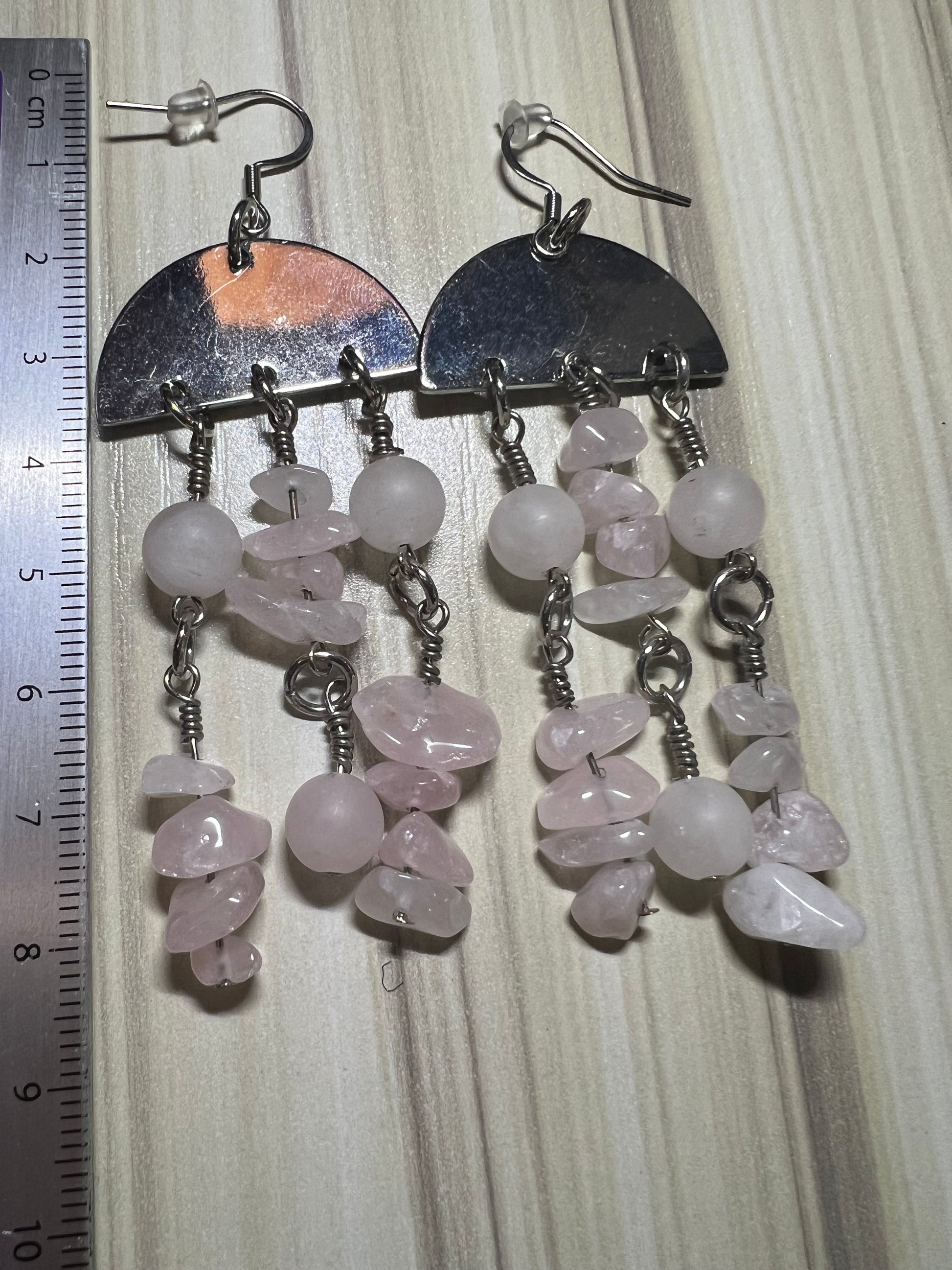 Rose Quartz “Jellyfish” Earrings