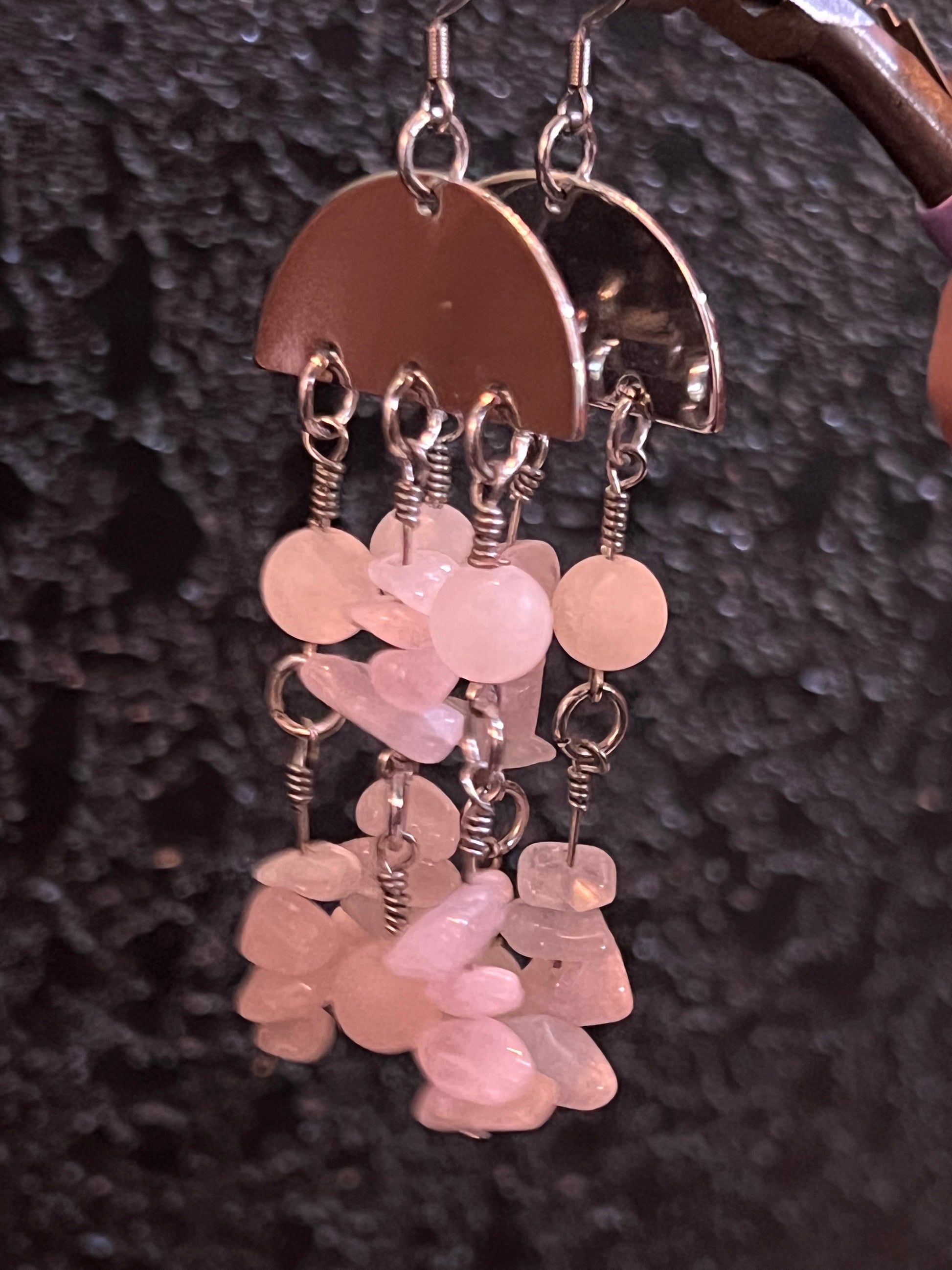 Rose Quartz “Jellyfish” Earrings