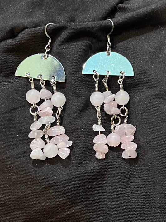 Rose Quartz “Jellyfish” Earrings