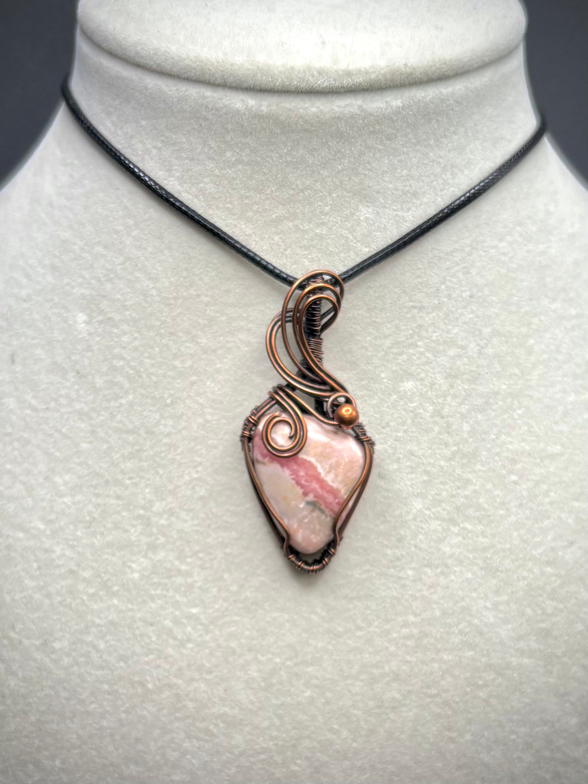 Rhodochrosite and Copper Pendant