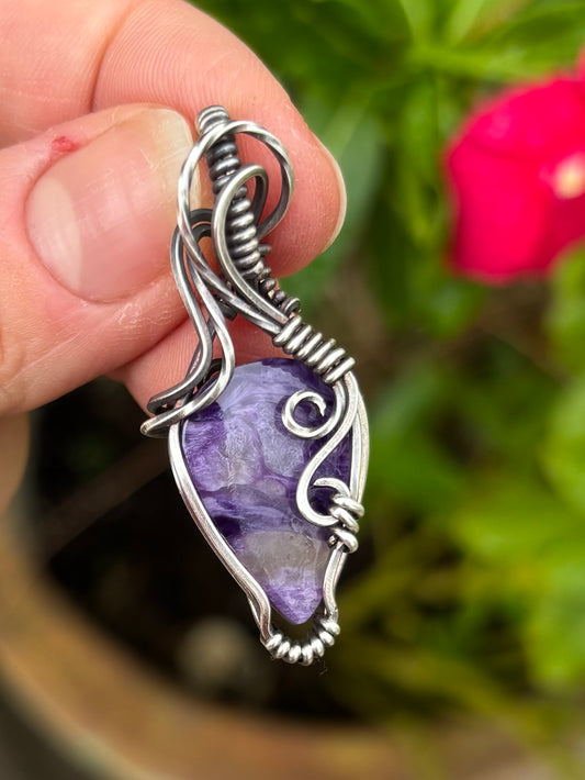 Charoite and Sterling Silver Pendant