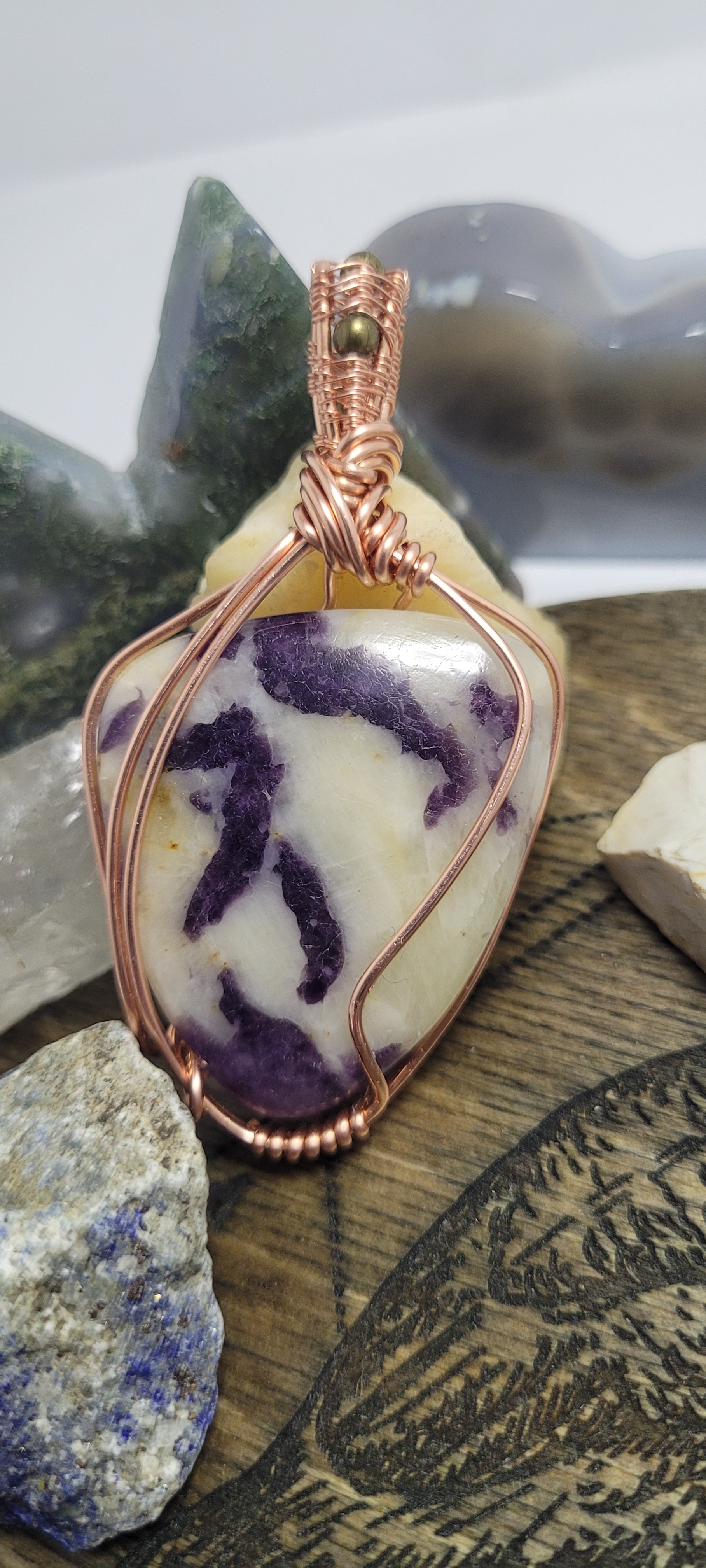 Fluorite in Quartz pendant