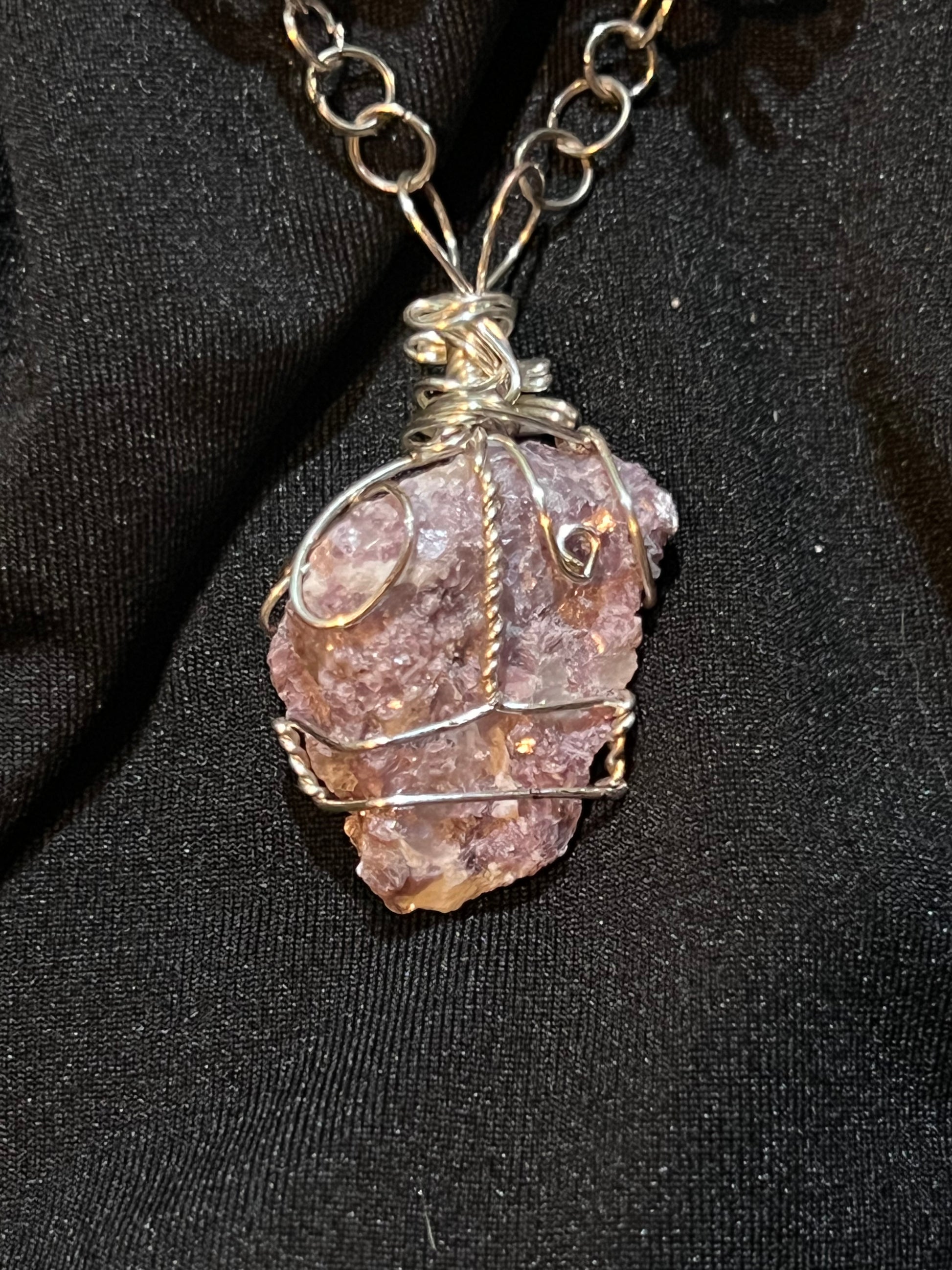 Lepidolite Shuttle Tatted Necklace