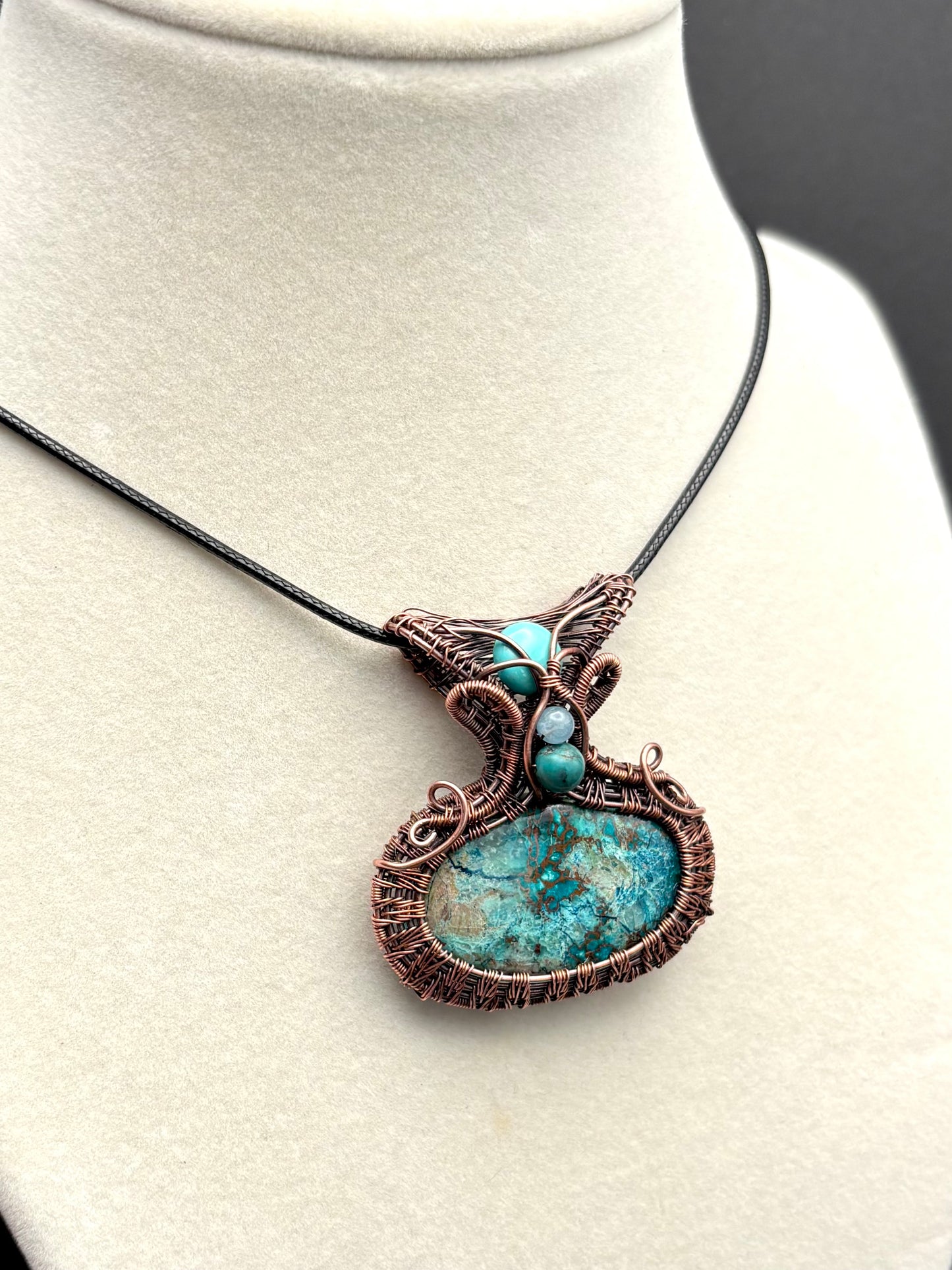 Shattuckite Woven Pendant