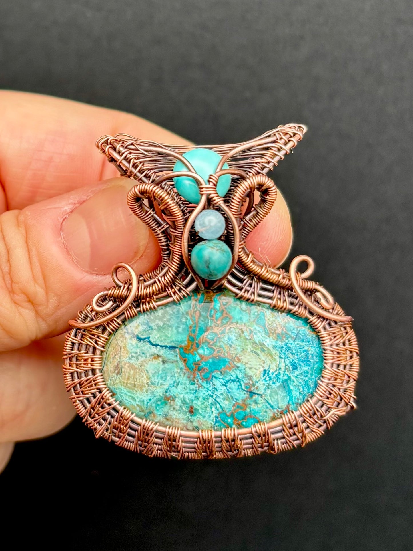 Shattuckite Woven Pendant