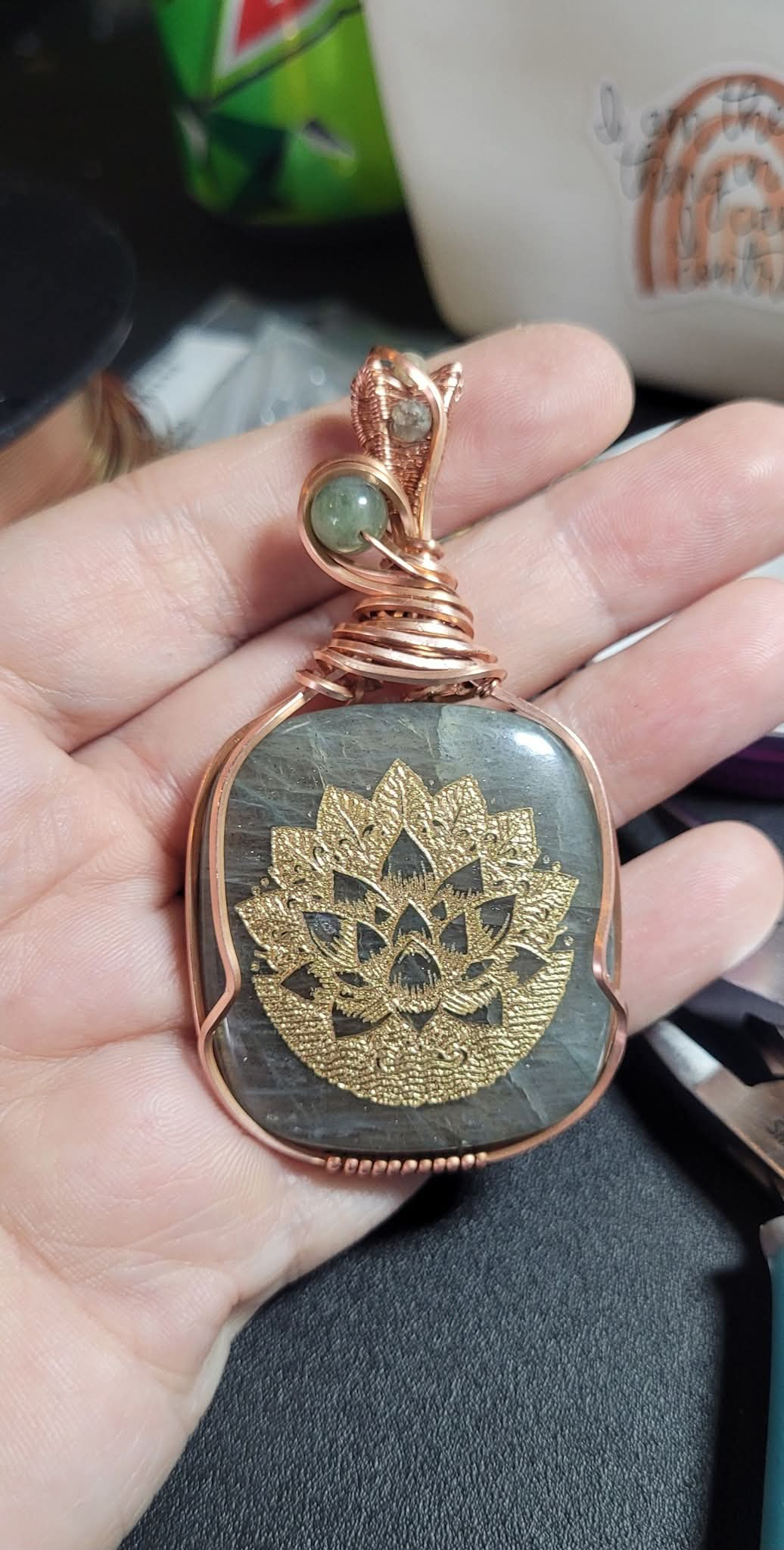 Labradorite lotus pendant