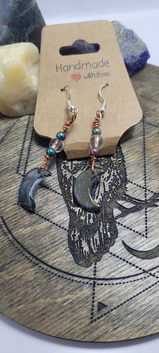 Glass moon earrings