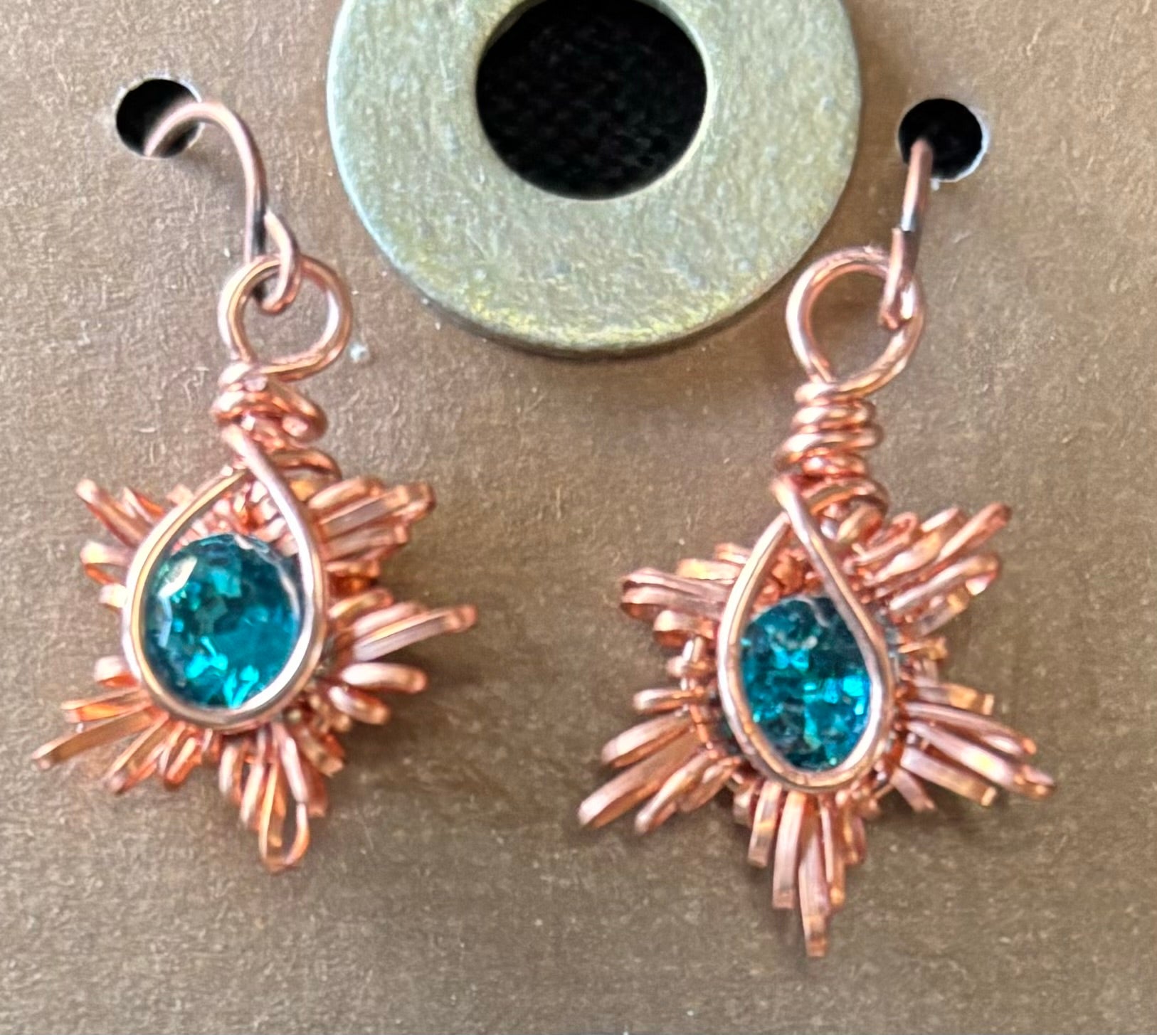 Copper snowflake earrings