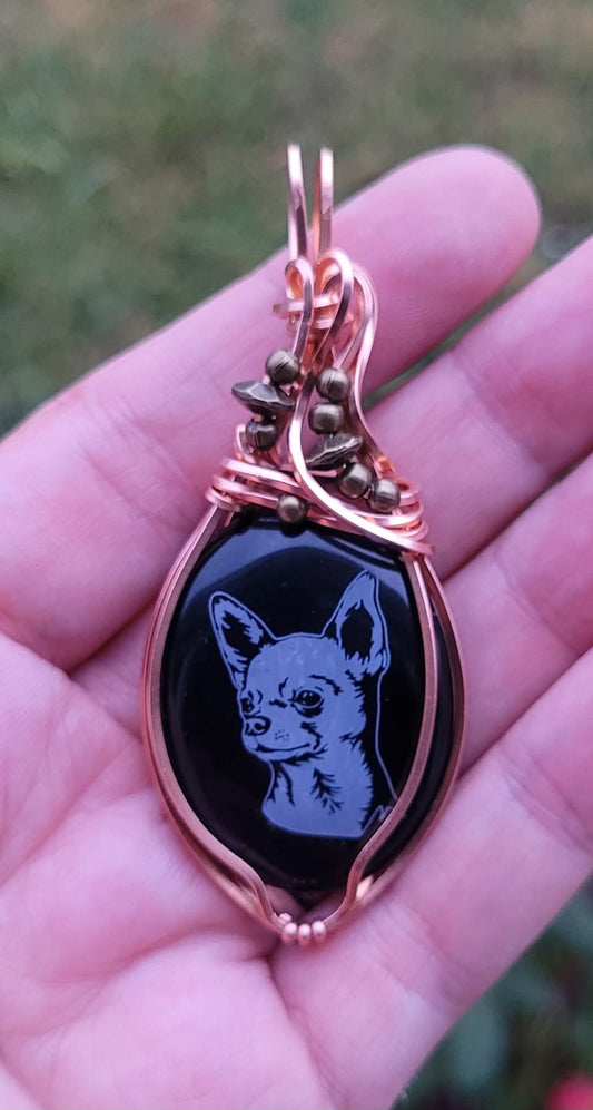 Onyx chihuahua pendant