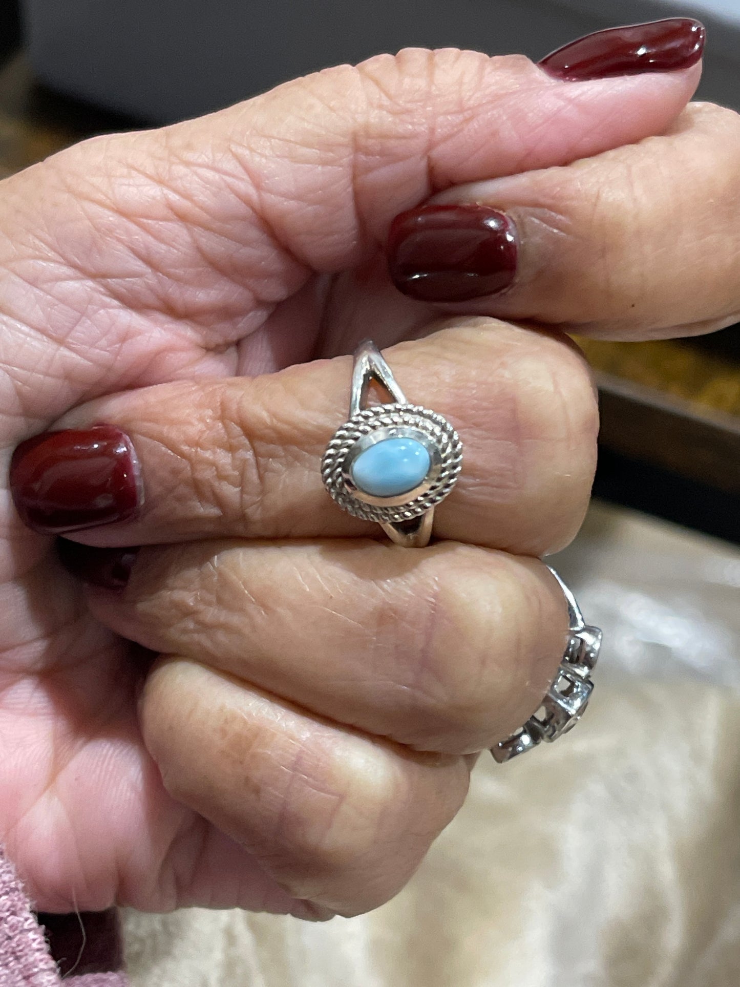 Dainty Larimar Ring