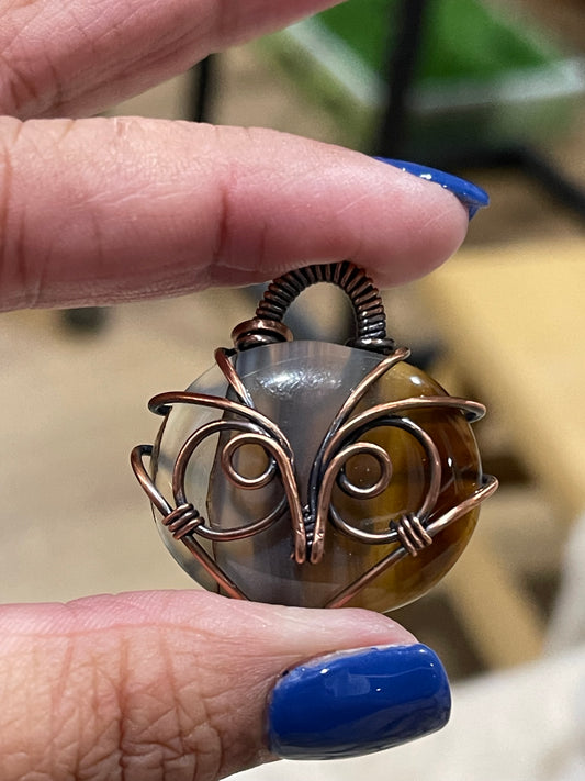 Montana Agate Owl Pendant