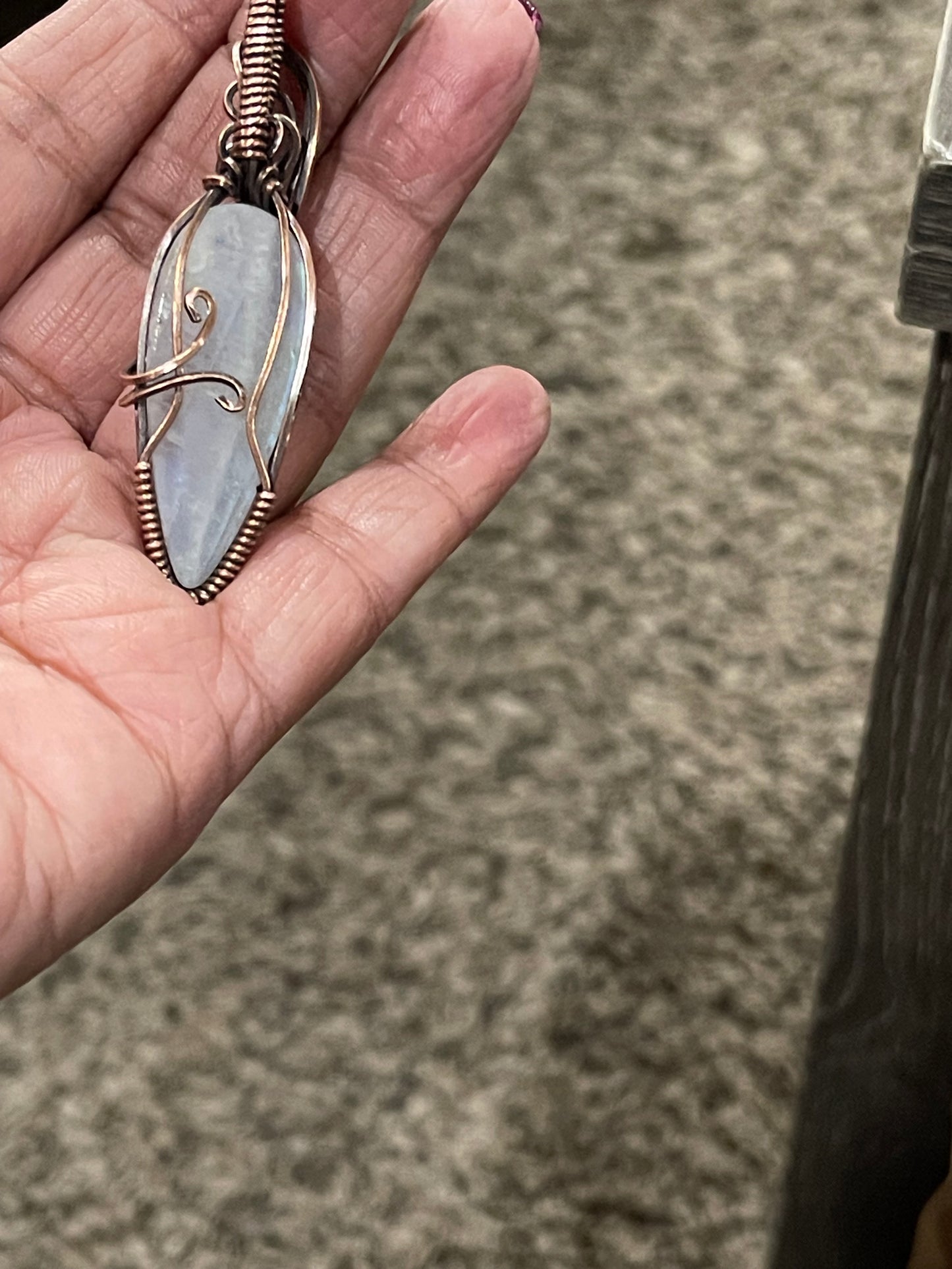 Rainbow Moonstone Pendant with Smokey Quartz and Peridot accent