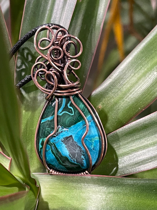 Malachite Chrysocolla Copper Pendant