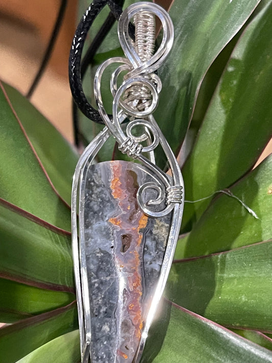 Sterling Silver Wrapped Bumblebee Seam Jasper