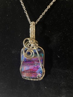 Purple Dichroic Glass and 925 Sterling Silver