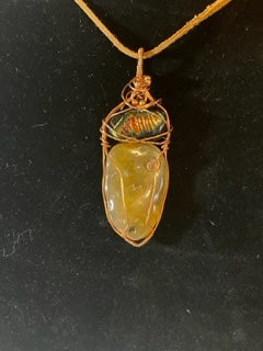 Carnelian, Dichroic Glass and Raw Copper