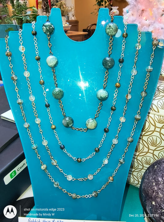 Moss Agate Beaded Chain Necklace