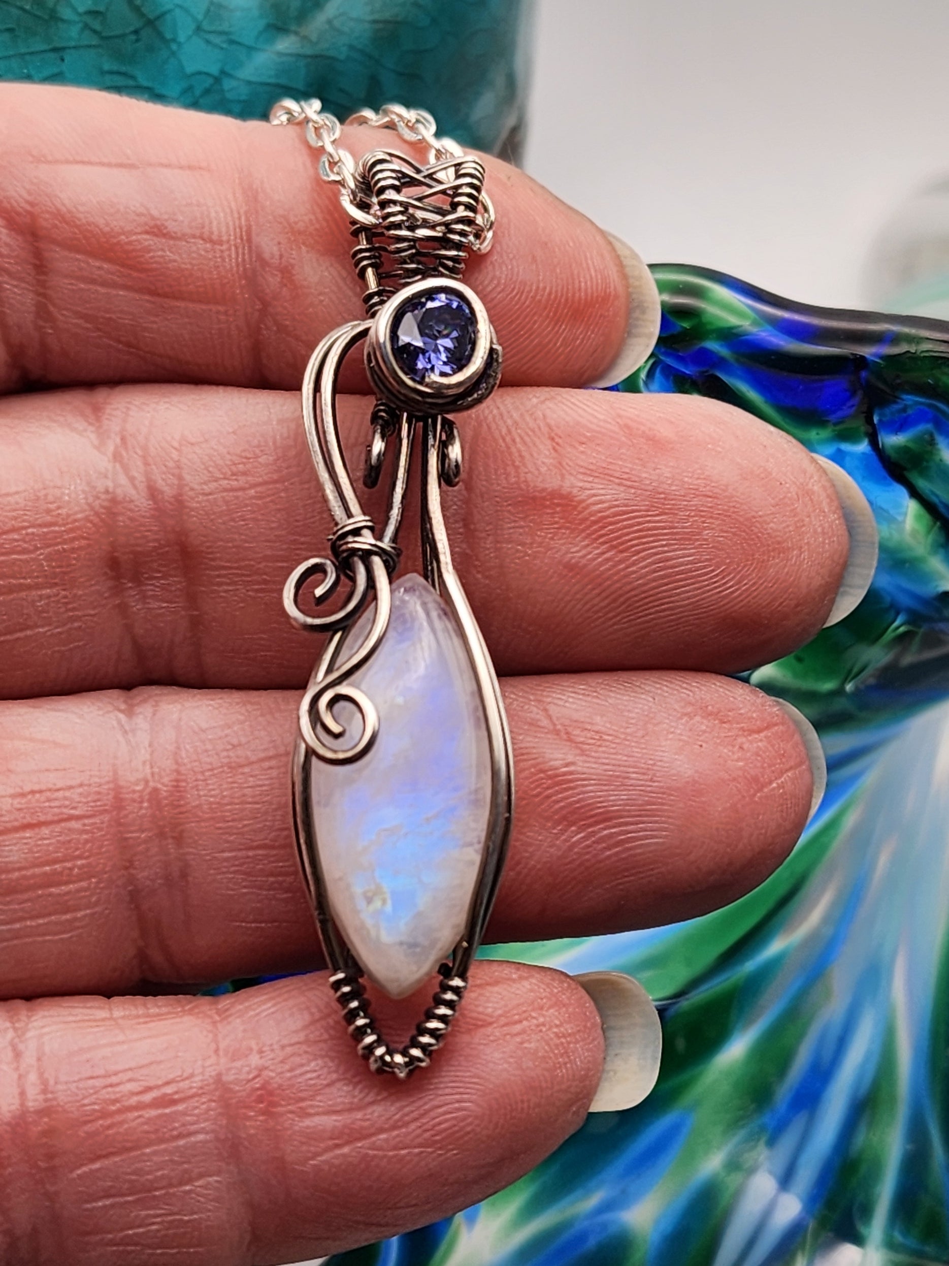 Moonstone with Tanzanite CZ