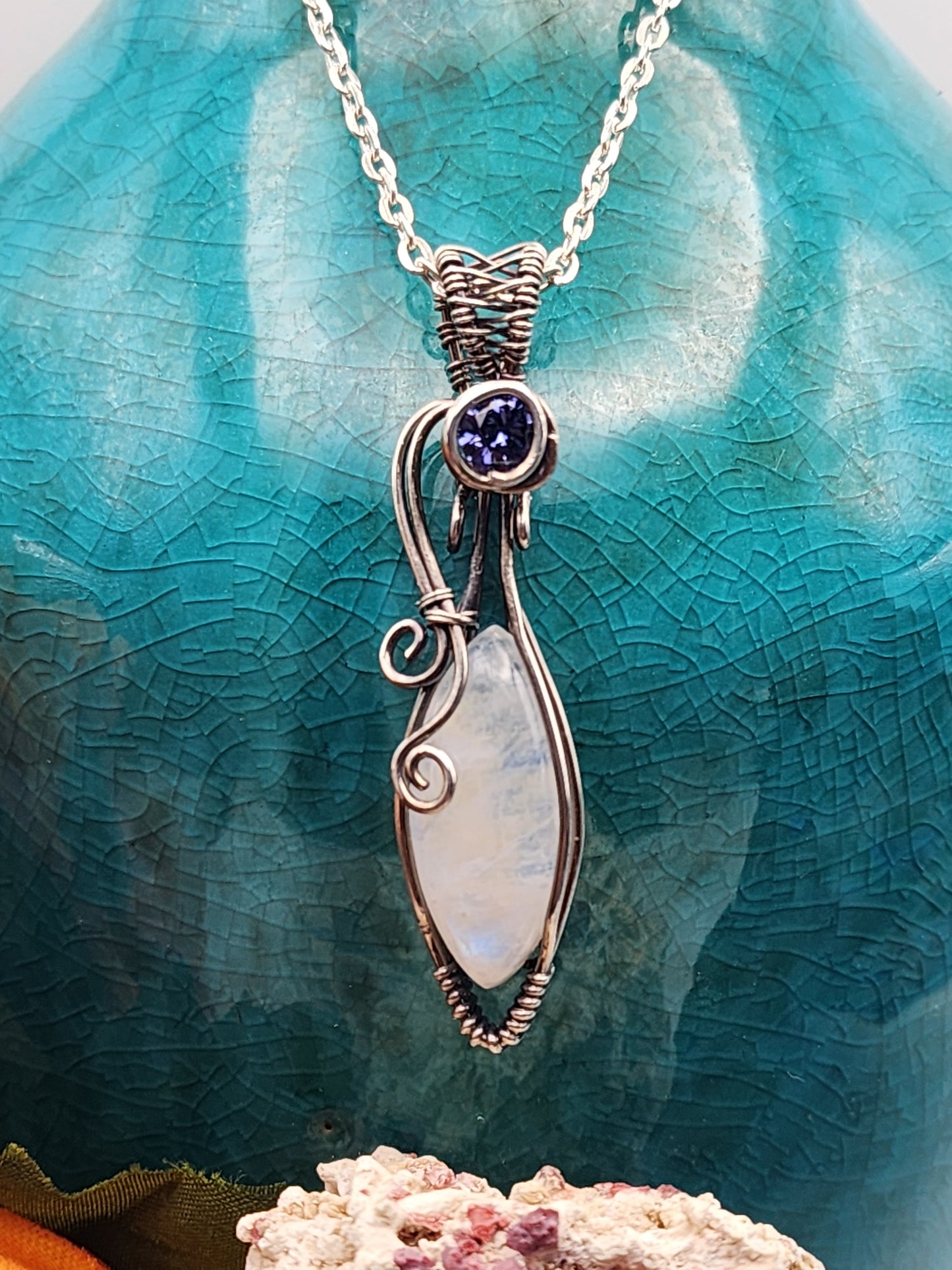 Moonstone with Tanzanite CZ